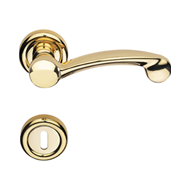 Nota Brass Lever Handle on Rose - Polis
